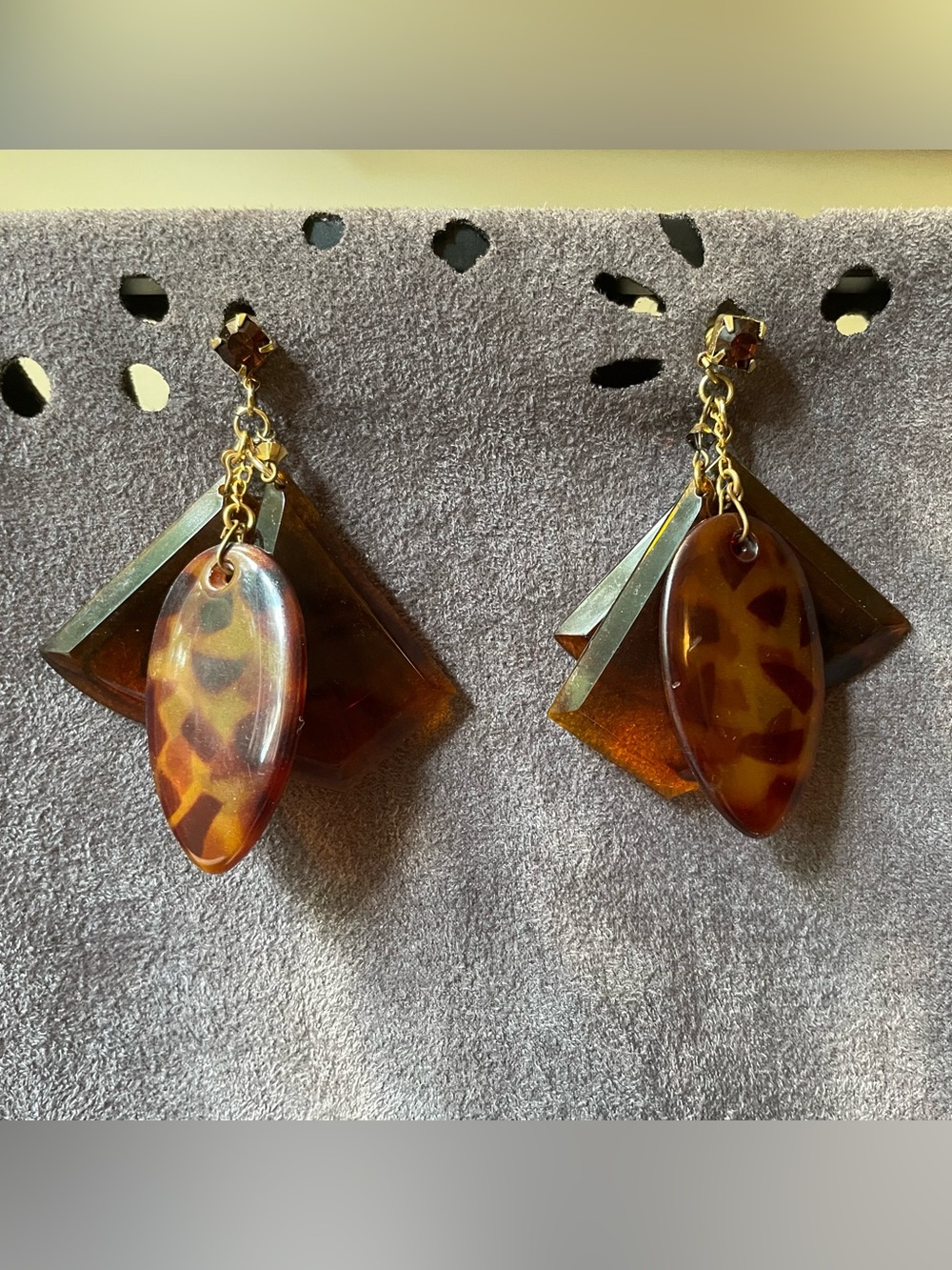 Vintage Tortoiseshell and Gold-Tone Chunky Drop Earrings